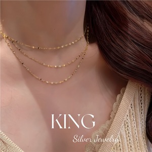 Collar de Plata de Ley Chapado en Oro de Tres Capas King Silver Jewelry, Joyería de Moda de Estilo Vintage Brillante - Product Image 4