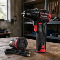 Perceuse électrique professionnelle 12V à vitesse variable avec moteur sans balais, 2 réglages de vitesse, perceuse et ensemble de perceuses sans fil pour le travail du bois