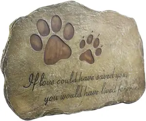 Paw print Batu Memorial hewan peliharaan anjing lukisan tangan hadiah Memorial hewan peliharaan batu taman hewan peliharaan penanda Grave untuk anjing atau kucing