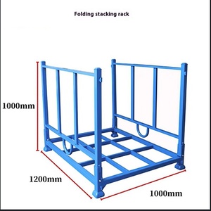 Tùy chỉnh Heavy-Duty sơn tĩnh điện thép có thể gập lại kim loại kho xếp chồng giá Stackable có thể gập lại thép Pallet lưu trữ - Product Image 6