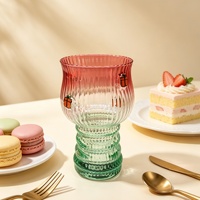 Gobelet en verre de Noël avec dégradé rouge et vert pour dîner de Noël, vin, jus, dessert, fête, mariage, décoration de table, vaisselle décorative