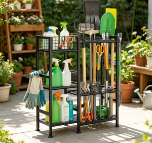Étagère de rangement pour outils de jardin, support de rangement en métal robuste pour garage, organisateur pour outils de jardin et outils électriques - Product Image 2