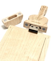 Memorias USB 2.0 de 8GB con Forma de Guitarra de Madera, Madera de Arce y Bambú, Pendrive de 32GB, Memoria USB de 64GB con Caja de Madera