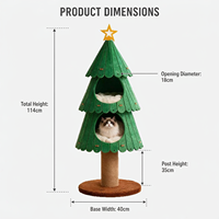 Arbre à chat de Noël en feutre, maison-caverne pour chat avec griffoir en sisal, lit pour animal de compagnie durable pour les fêtes, vente en gros OEM ODM