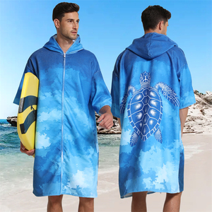 Robe à langer à fermeture éclair avec capuche, serviette à langer à séchage rapide pour le surf, la plage, les sports de plein air et les hommes, serviette de plage portable - Product Image 1