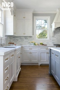 NICOCABINET Meubles <span class=keywords><strong>de</strong></span> <span class=keywords><strong>cuisine</strong></span> Cararra Carrelage en marbre Dosseret Chêne blanc Plaine Grain <span class=keywords><strong>de</strong></span> cygne Vernis <span class=keywords><strong>Peinture</strong></span> avec évier inclus - Product Image 4