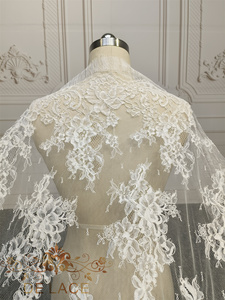 DELACE Doux Chantilly Cils <span class=keywords><strong>Dentelle</strong></span> Français Chantilly Tissu Avec Cordons Floral Brodé Robe De Mariée <span class=keywords><strong>Dentelle</strong></span> Tissu - Product Image 2
