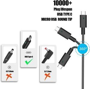 دفتر ملاحظات عالي الجودة 65 واط ، 65 واط V 3.34A AC ، شاحن ديل - Product Image 5