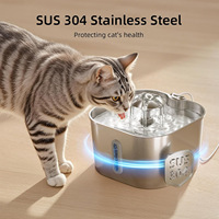 Dispenser Air Minum Stainless Steel 2.2L untuk Anjing, Desain Lepas Pasang, Aliran Sirkulasi Otomatis, Filter Kapas, untuk Penggunaan Lintas Negara