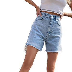 Pantalones Cortos de Mezclilla para Mujer Ohsisa, Estilo Europeo Americano, Tendencia Casual, Cintura Media, Corte Recto Holgado, Lavado Claro, Secado Rápido, Deportivos de Verano - Product Image 4