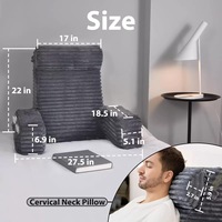 Vakuumkomprimiertes Gestreiftes Plüsch-Lesekissen mit Seitentaschen, Maßgefertigter Stoff, Bett-Rückenlehne, Sofa, Geringer Frachtvolumen unter 0,3CBM