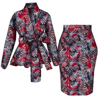 Ensemble haut et jupe pour femmes africaines, ensemble de jupes à manches longues pour femmes, costumes imprimés Ankara, vêtements de fête personnalisés en coton Wy10871