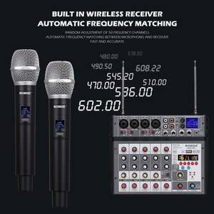 Console <span class=keywords><strong>de</strong></span> <span class=keywords><strong>mixage</strong></span> audio professionnelle 6 canaux avec deux microphones sans fil UHF, console <span class=keywords><strong>de</strong></span> <span class=keywords><strong>mixage</strong></span> USB, 16 DSP pour DJ, karaoké, enregistrement à domicile sur <span class=keywords><strong>PC</strong></span> - Product Image 4