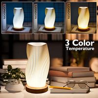 Lámpara de Mesa con Florero LED Impreso en 3D, Luz Cálida Recargable, Luz Nocturna Decorativa para Dormitorio, Sala de Estar, Decoración de Escritorio