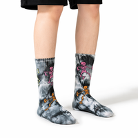 Chaussettes de sport mi-mollet en coton tricoté, motif graphique Tie-Dye Pixel Art, 5 couleurs, style décontracté urbain, personnalisables OEM