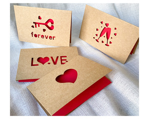 Tarjeta de Felicitación de Papel Kraft con Corazón Recortado con Láser, Tarjeta de Agradecimiento para Días Festivos, San Valentín, Día de la Madre - Product Image 5