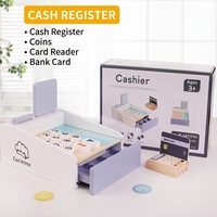 Caisse enregistreuse en bois UBM, jouet de simulation de magasin, ensemble de jeu avec scanner et monnaie, jeu de rôle Montessori, cadeau pour les enfants de 2 à 6 ans, bois massif sûr, mathématiques