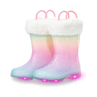 Bottes de pluie lumineuses personnalisées pour enfants, imperméables, doublées de polaire, bottes de neige pour tout-petits, antidérapantes, en caoutchouc, chaussures d'hiver