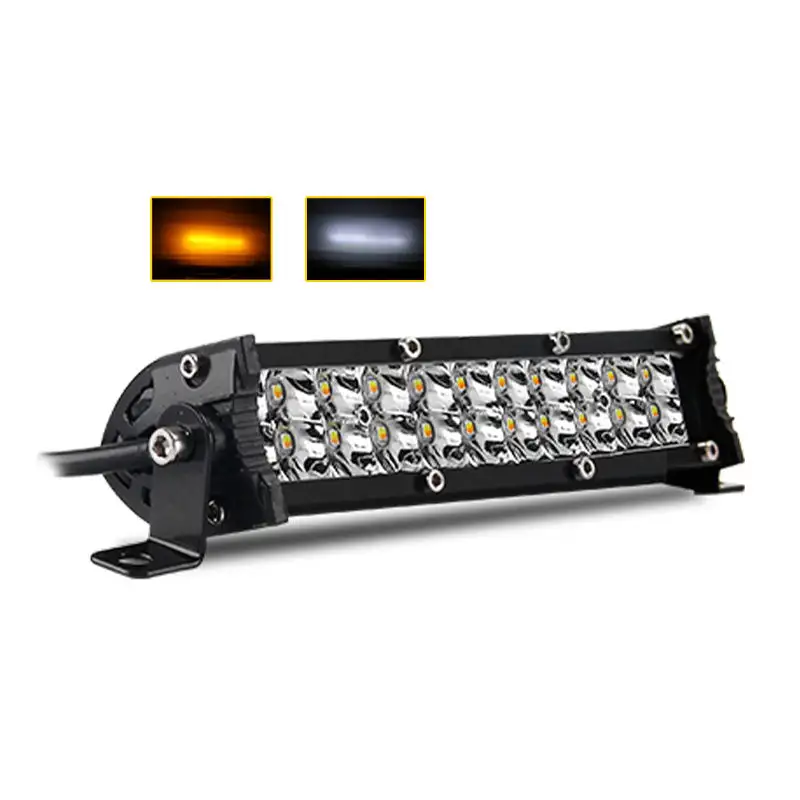 Étanche Ip68 Super lumineux 24V 72W haute qualité voiture camion double couleur clignotant 2 rangées Led barre lumineuse