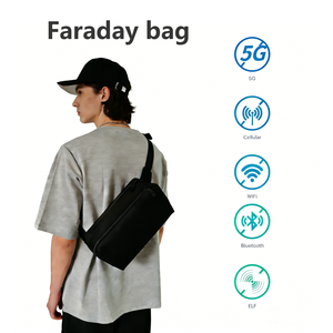 定制防盗安全包 RFID 屏蔽法拉第包 拉链闭合防水男士腰包 - Product Image 1
