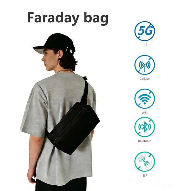 Custom Anti-Theft Safety Bag RFID Blocking Faraday Bag Zipper Closure Waterproof Men's Waist Bag