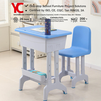 Ensemble de chaise et de bureau d'école réglable en hauteur, écologique et durable - Table d'étude ergonomique en plastique, garantie 1 an pour la salle de classe, en vrac