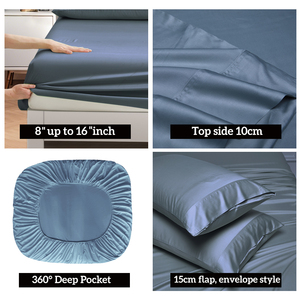 100% màu sắc tùy chỉnh 4-mảnh tấm Tre Bộ 300tc tấm Ga Trải Giường tấm phẳng thiết lập - Product Image 4