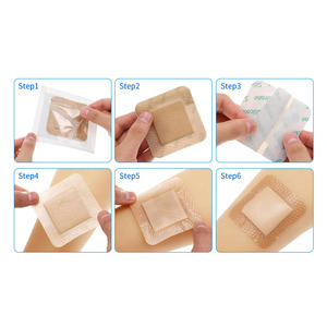 <span class=keywords><strong>Pansement</strong></span> en gel de <span class=keywords><strong>silicone</strong></span> hydrophile non allergène et imperméable avec bordure, bandages en mousse hautement absorbants et imperméables - Product Image 6