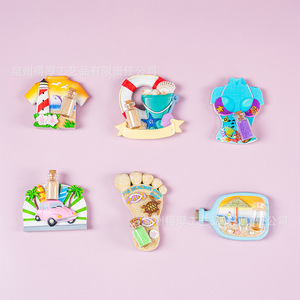 Imanes de Resina Pintados a Mano de la Serie Océano y Costa, Forma Irregular, Paquete de Varias Piezas, Recuerdo Turístico, Decoración Costera - Product Image 1