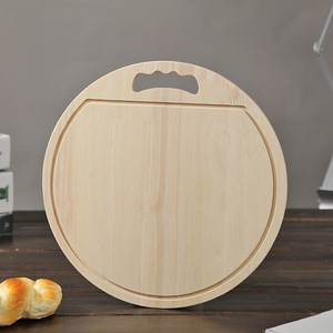 Planche à découper ronde en bois pour pizza, pain, steak, plateau de service, couleur unie, bois naturel, lot de 2, utilisation en cuisine - Product Image 4