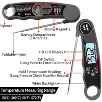 Termometer Dapur Digital Tahan Air, Pengukur Suhu Daging Bacaan Instan untuk Memasak, Memanggang, BBQ, Susu & Air