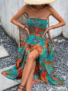 Robe sans bretelles à imprimé floral pour femmes, style européen et américain, mode décontractée, robe de soirée quotidienne pour femmes - Product Image 6