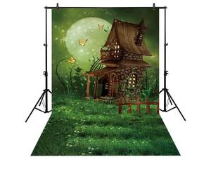 Fondo de fotografía profesional fantasía País de las Maravillas pequeña <span class=keywords><strong>casa</strong></span> de hadas prado verde mariposas telón de fondo photobooth - Product Image 1