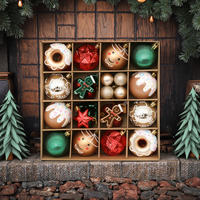 Offre directe ornement de noël boule et arbre boîte en plastique brodée ensemble fournitures de fête de noël artificielles