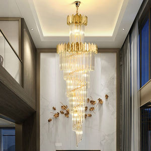 Lampes suspendues decoratuvas villa escaliers hôtel moderne duplex escalier en colimaçon long lustre - Product Image 2