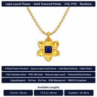 Collier pendentif fleur en pierres précieuses, plaqué or 18 carats, en acier inoxydable, vente en gros