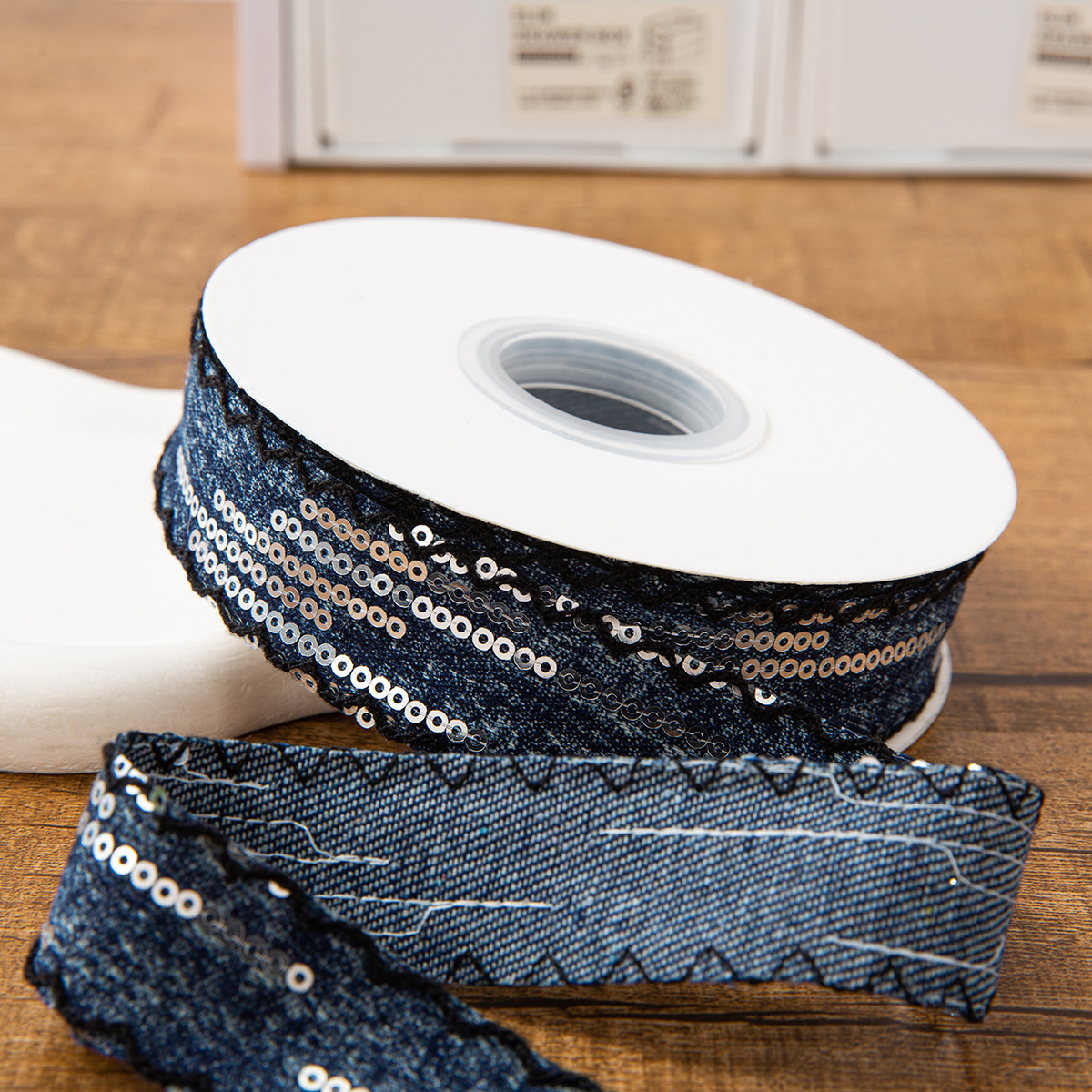 2,5 cm - ruban en tissu bleu marine 1 yard (10 yards/rouleau)