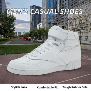 Zapatos blancos para caminar para hombre, zapatillas deportivas informales con cordones, punta redonda, suela de goma de cuero artificial - Product Image 2