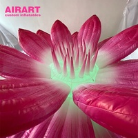 Éclairage LED en forme de fleurs de lotus gonflables roses, fleur de lotus gonflable pour événement