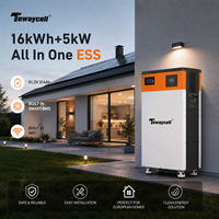 Batterie au phosphate de fer lithium Tewaycell 16KWH 10KWH 51.2V 314AH tout-en-un avec BMS intégré et onduleur 5KW pour PV EES