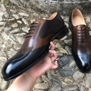 Goodyear welt estrutura marca sapatos para homens negócios Couro Real sola Oxford Vestido Sapatos - Product Image 6