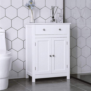 Mobiletto da <span class=keywords><strong>Bagno</strong></span> Autoportante VASAGLE con Cassetto, 60 x 30 x 80 cm, Armadietto Bianco in Legno per Stoccaggio - Product Image 5