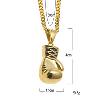 Collier à breloques de boxe Hiphop personnalisé pour hommes en acier inoxydable et en or Bijoux pour garçons hommes rappeurs