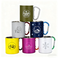 Mug portable léger à double paroi avec poignée mousqueton, parfait pour le camping et la randonnée