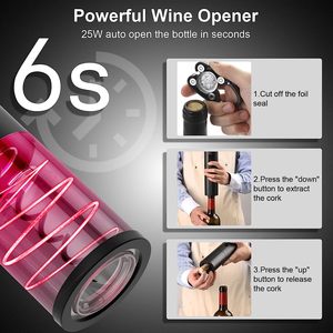 Thiết kế sáng tạo xách tay thép không gỉ điện chai rượu vang corkscrew Pin hoạt động mở phẳng - Product Image 4