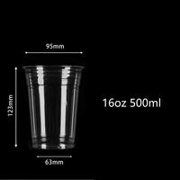 Op maat bedrukte 12oz 16oz 20oz 95mm transparante wegwerp PET koffiebekers met deksel zonder rietje