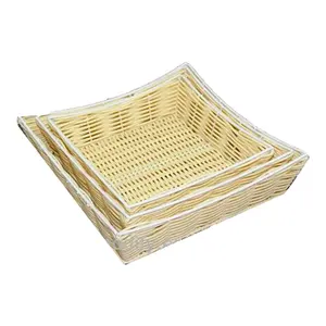 Square rattan cane wicker baking bread fruit basket candy pot household supplies organizer