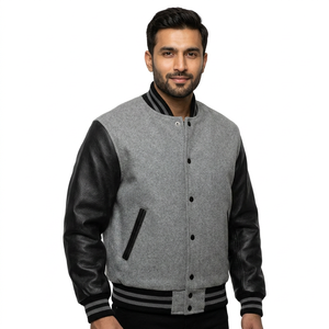 Bulk Plain Wool Baseball Jacket For <b>Men</b> Custom Embroidered Letter Private Label Wholesale Blank <b>Men's</b> Clothing Varsity Jacket - Product Image 1