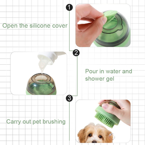 หวีอาบน้ำสัตว์เลี้ยงสามารถเพิ่มเจลอาบน้ำสัตว์เลี้ยงทำความสะอาดและดูแลขนแปรงขนแมวออกแบบทำความสะอาดด้วยตัวเอง - Product Image 2