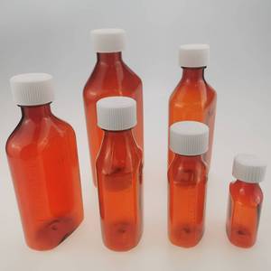 Conteneur de bouteille de liquide ambre de médecine de toux de sirop infusé aux herbes en plastique ovale - Product Image 4